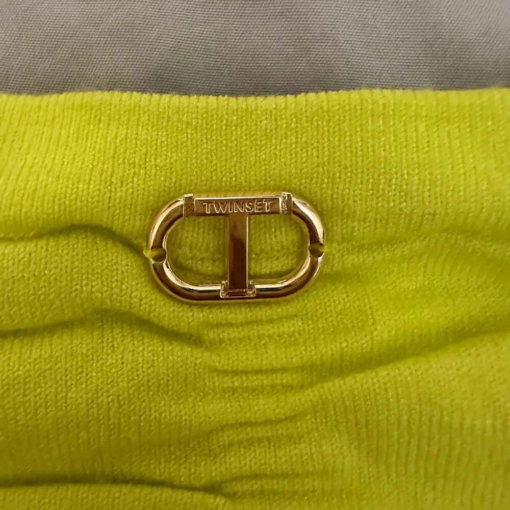 Twinset Girls' Shirred Cardigan In Yellow Neon Size 14 Brand New - Picture 11 of 13